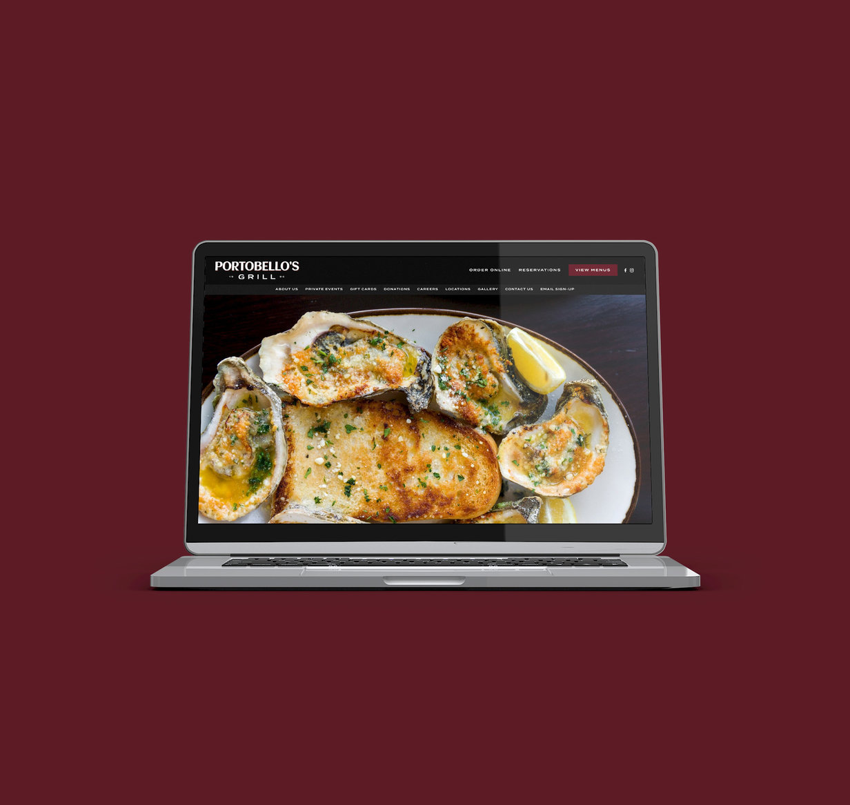 Portobellos Website On Laptop