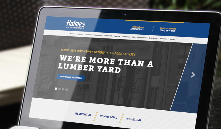 Holmes Building Materials Website - Xdesign Baton Rouge